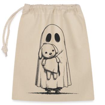 Doggy & Ghost - Verschließbarer Geschenkbeutel aus Baumwolle (25x30cm) - Natur - Vorne