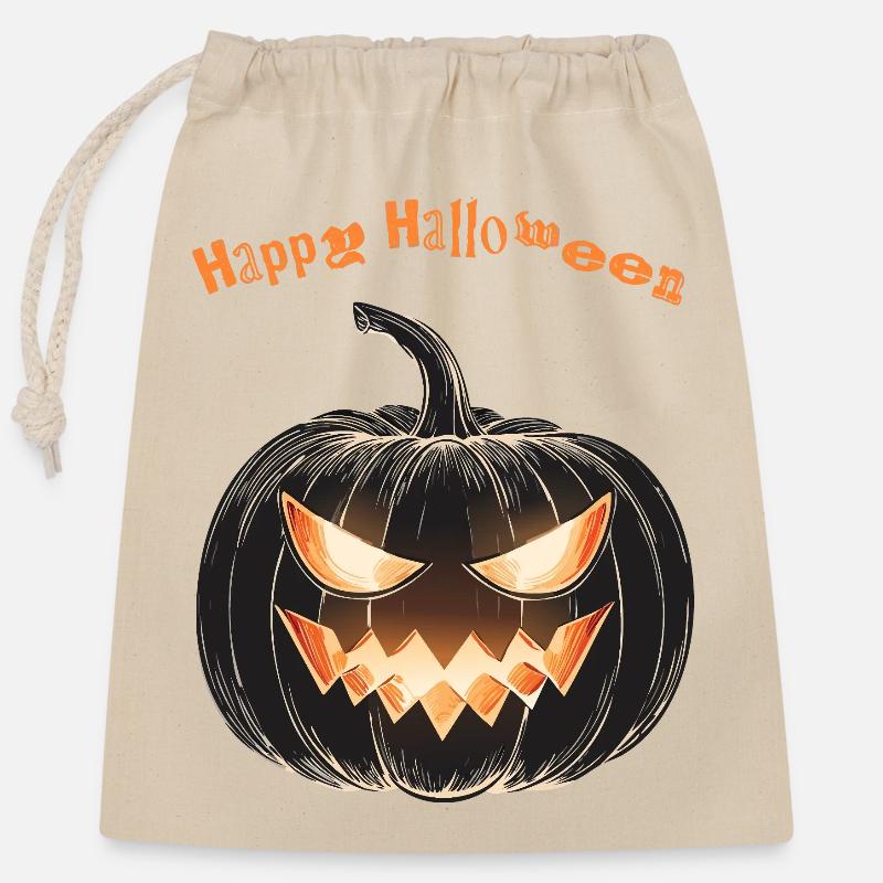 Joyeux halloween - Sac cadeau en coton avec cordon (25 x 30 cm) - nature