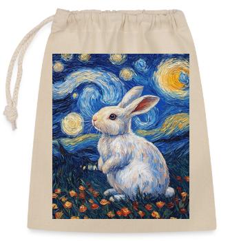 Lapin style Van Gogh Nuit étoilée - Sac cadeau en coton avec cordon (25 x 30 cm) - nature - Devant