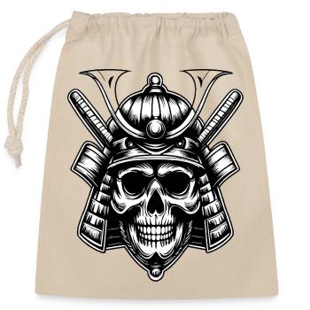 Schädel Samurai Krieger Emblem - Verschließbarer Geschenkbeutel aus Baumwolle (25x30cm) - Natur - Vorne