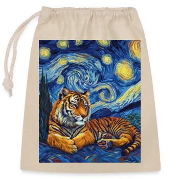 Tiger Van Gogh - Sac cadeau en coton avec cordon (25 x 30 cm) - nature - Devant