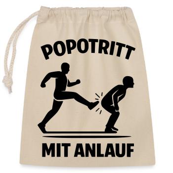 Kick in the butt with a run-up - Closable cotton gift bag (25x30cm) - nature - Front
