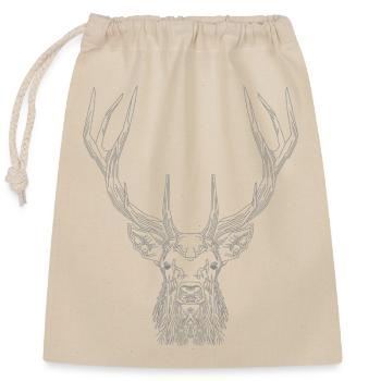 Tech Deer – Geometric Deer in Grey - Closable cotton gift bag (25x30cm) - nature - Front