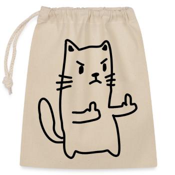 Cat Middle Finger - Closable cotton gift bag (25x30cm) - nature - Front