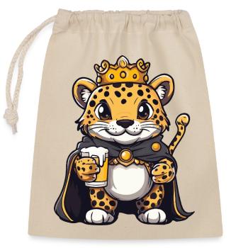 Leopard Beer King - Closable cotton gift bag (25x30cm) - nature - Front