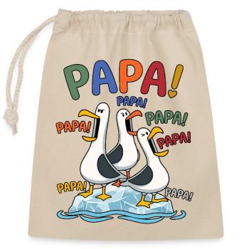 Daddy Mouettes sur la bande glacée - Conception de bandes dessinées - Sac cadeau en coton avec cordon (25 x 30 cm) - nature - Devant
