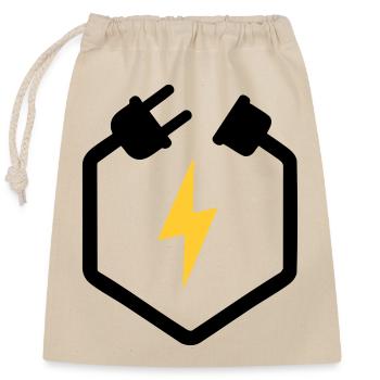 Elektriker Stecker Energie Blitz Logo - Verschließbarer Geschenkbeutel aus Baumwolle (25x30cm) - Natur - Vorne