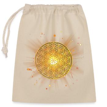 Flower of life shining - Closable cotton gift bag (25x30cm) - nature - Front