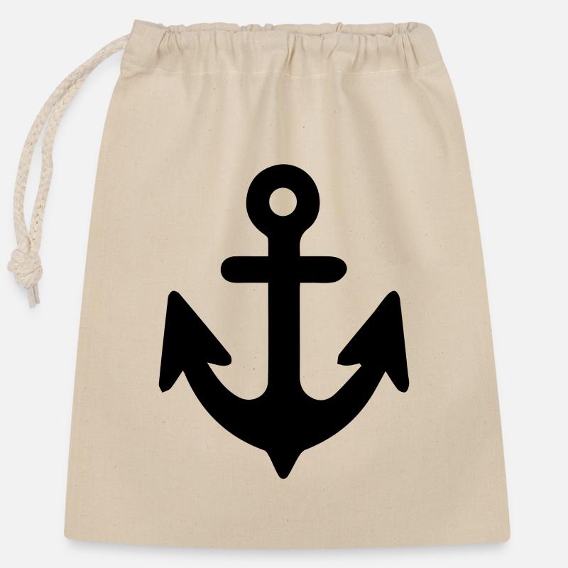 Anker - Verschließbarer Geschenkbeutel aus Baumwolle (25x30cm) - Natur