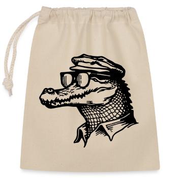 Crocodile Alligator - Closable cotton gift bag (25x30cm) - nature - Front
