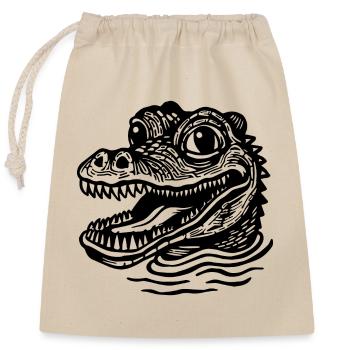 Krokodil Alligator - Verschließbarer Geschenkbeutel aus Baumwolle (25x30cm) - Natur - Vorne