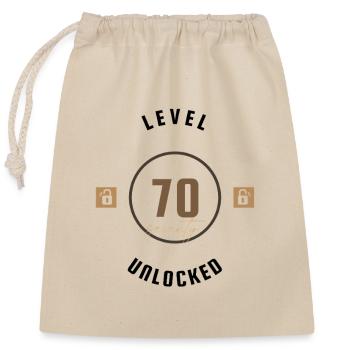 70th Birthday Level seventy unlocked, gift - Closable cotton gift bag (25x30cm) - nature - Front