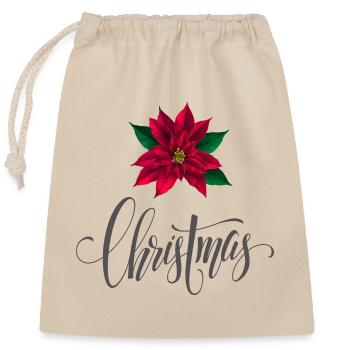 Christmas Weihnachtsstern - Verschließbarer Geschenkbeutel aus Baumwolle (25x30cm) - Natur - Vorne