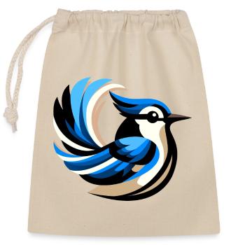 Geai bleu - Sac cadeau en coton avec cordon (25 x 30 cm) - nature - Devant