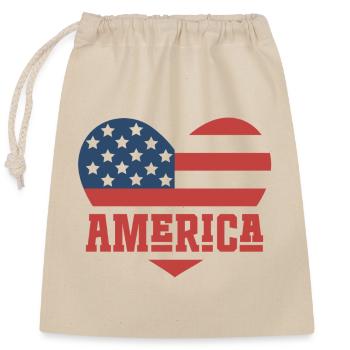 Amerika Flagge Herz - Verschließbarer Geschenkbeutel aus Baumwolle (25x30cm) - Natur - Vorne