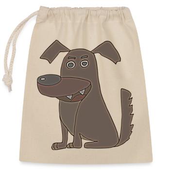 hund braun - Verschließbarer Geschenkbeutel aus Baumwolle (25x30cm) - Natur - Vorne
