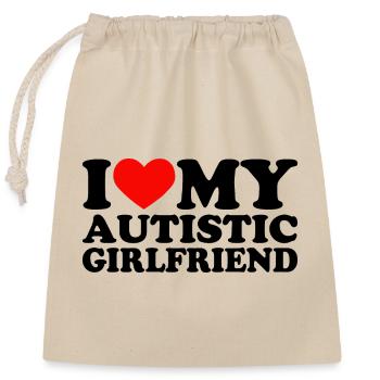 I Love My Autistic Girlfriend I Heart My GF - Verschließbarer Geschenkbeutel aus Baumwolle (25x30cm) - Natur - Vorne