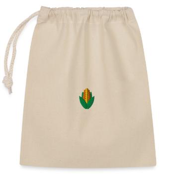 Corn embroidered - Closable cotton gift bag (25x30cm) - nature - Front