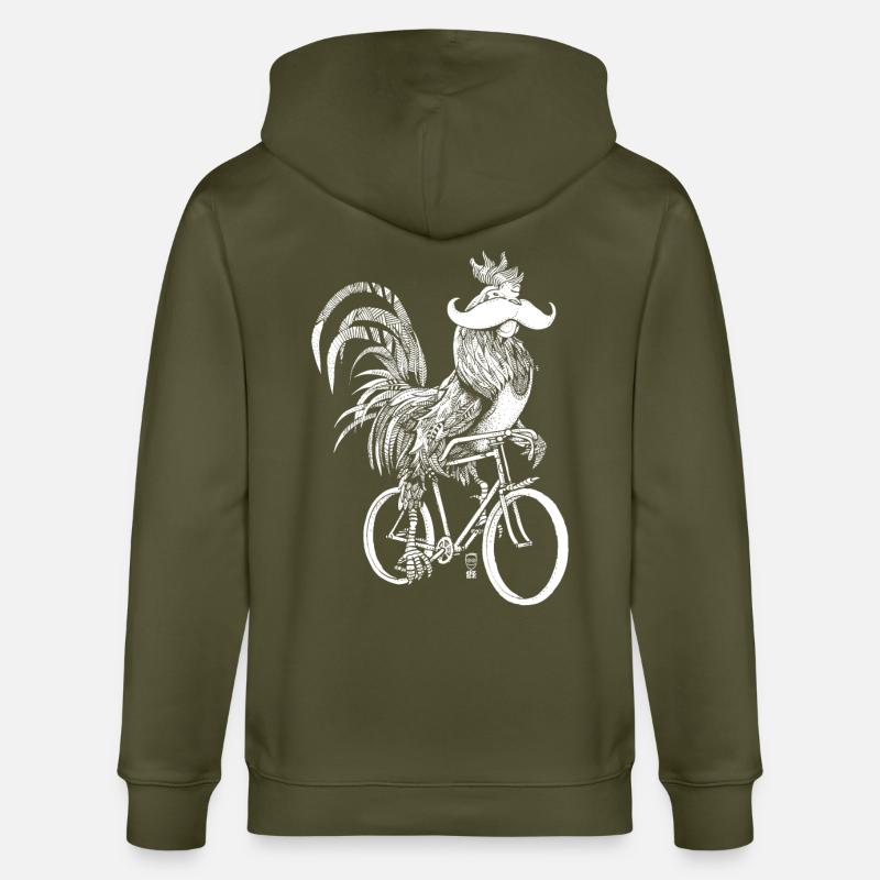 Coq & Bicycles - version blanche - Veste à capuche bio CULTIVATOR Stanley/Stella Unisexe - kaki