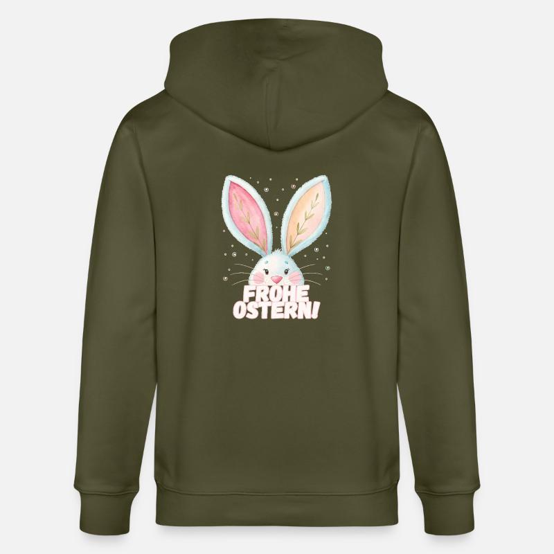Happy Easter! Cute Easter Bunny - Stanley/Stella CULTIVATOR  Unisex Organic Hooded Jacket - khaki
