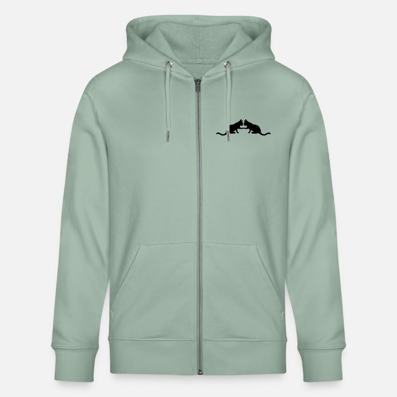 Silhouette 2 chats mignons - Veste à capuche bio CULTIVATOR Stanley/Stella Unisexe - vert de gris clair