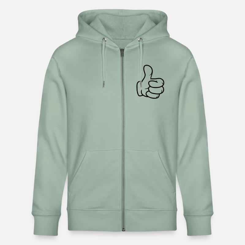Daumen hoch Comic Hand - Stanley/Stella Unisex Bio-Kapuzenjacke CULTIVATOR - Helles Graugrün