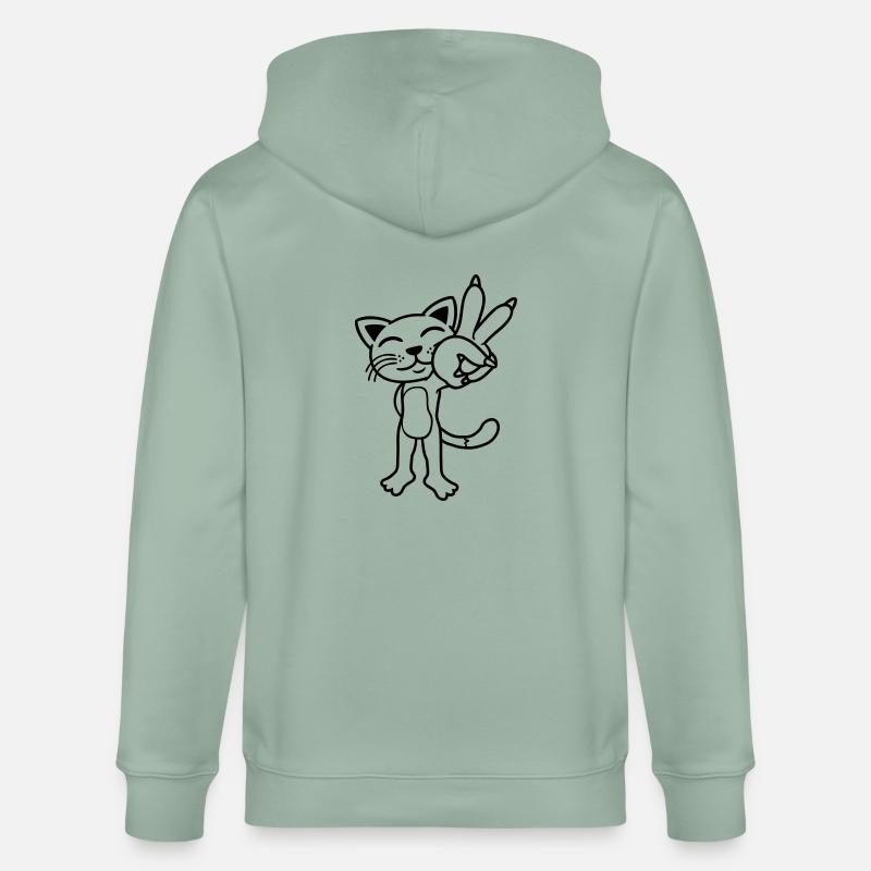 Stehende Katze Peace Zeichen - Stanley/Stella Unisex Bio-Kapuzenjacke CULTIVATOR  - Helles Graugrün