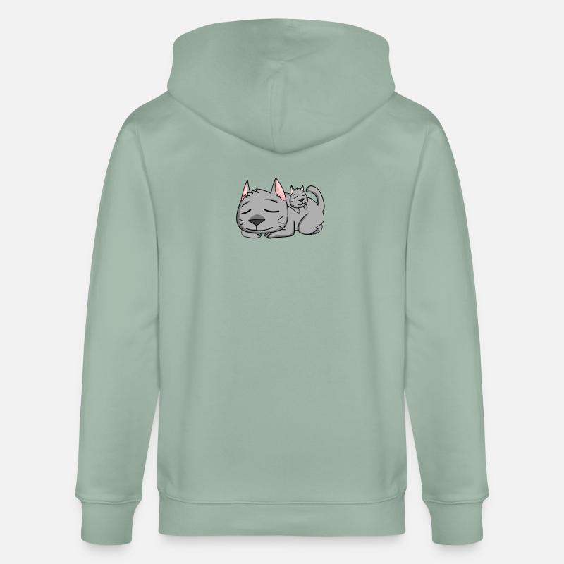 Chat avec bébé chat - Veste à capuche bio CULTIVATOR Stanley/Stella Unisexe - vert de gris clair