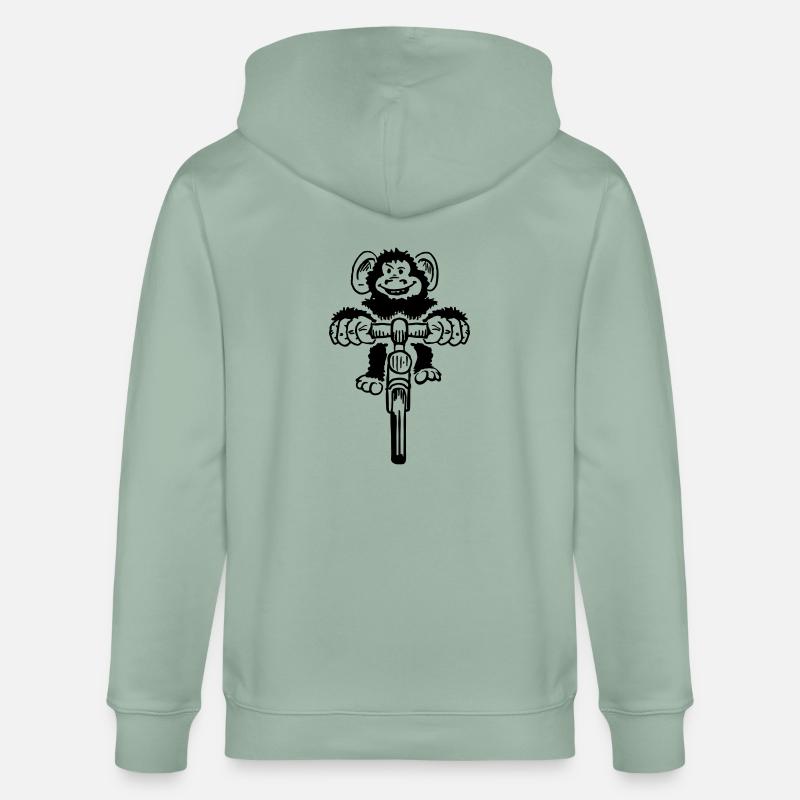 Singe drôle à vélo - Veste à capuche bio CULTIVATOR Stanley/Stella Unisexe - vert de gris clair