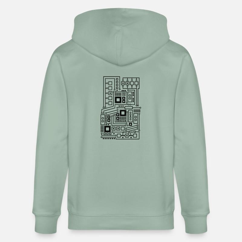 Circuit board pattern technique nerd - Stanley/Stella CULTIVATOR Unisex Organic Hooded Jacket - aloe