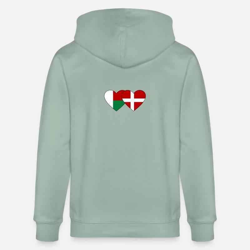 Madagascar Danemark Drapeau du Cœur - Veste à capuche bio CULTIVATOR Stanley/Stella Unisexe - vert de gris clair
