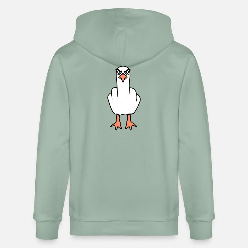 Möwe Mittelfinger Beleidigung Stinkefinger frech - Stanley/Stella Unisex Bio-Kapuzenjacke CULTIVATOR  - Helles Graugrün