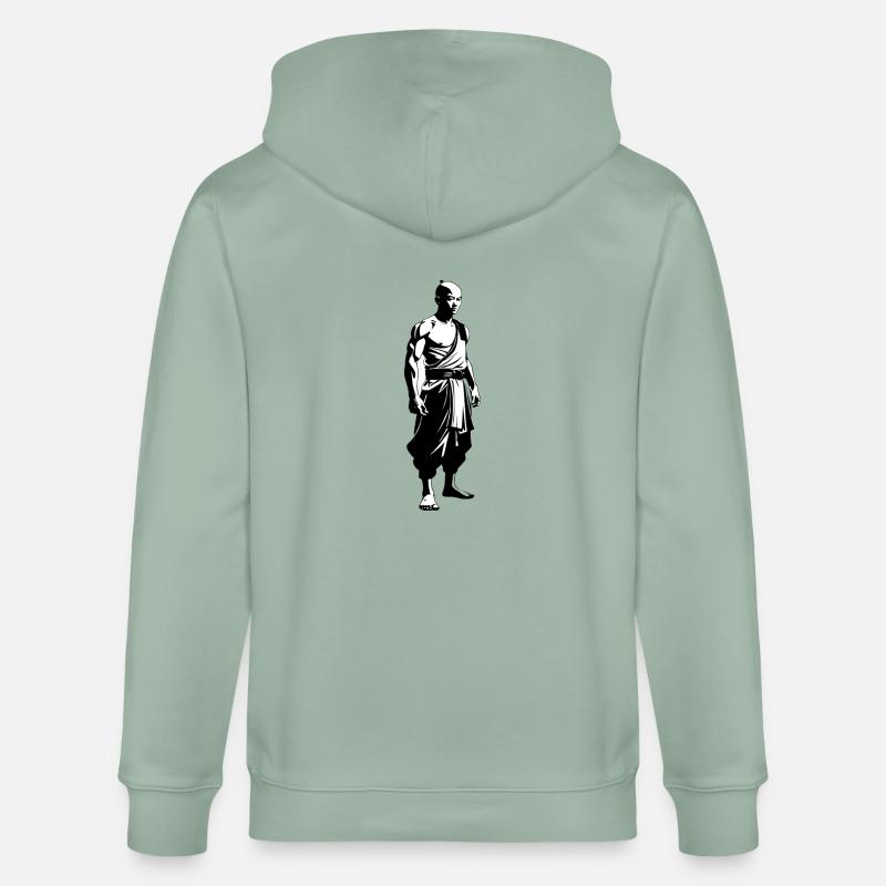 Moine Shaolin - Arts Martiaux Sticker - Veste à capuche bio CULTIVATOR Stanley/Stella Unisexe - vert de gris clair