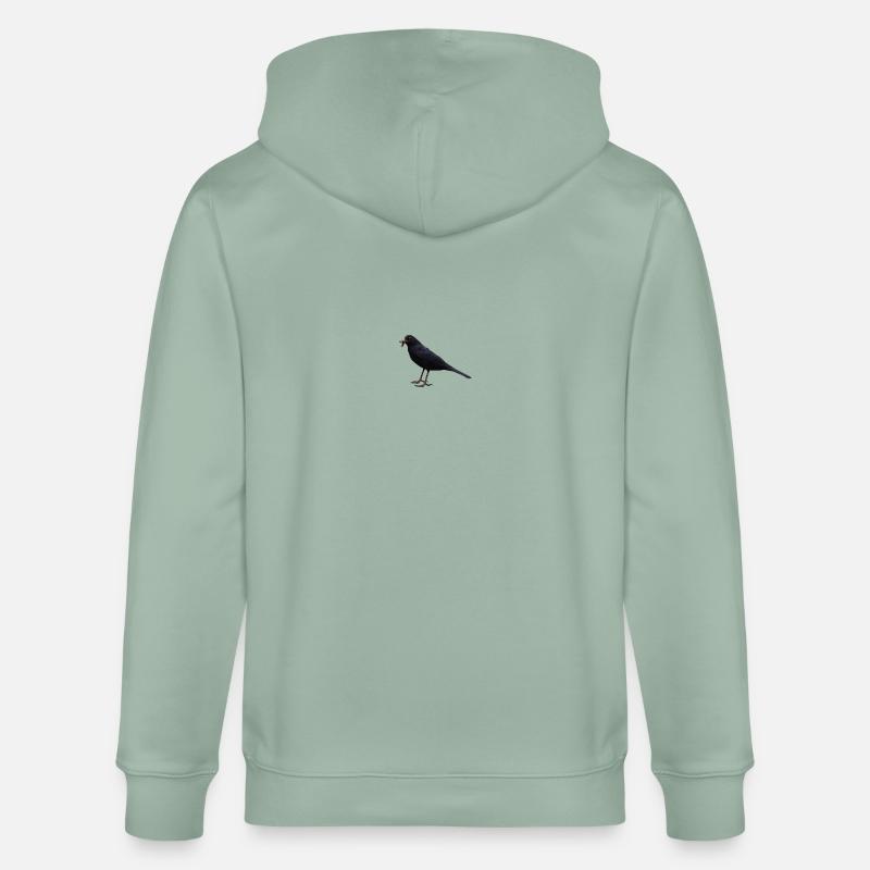 Amsel Vogel schwarzer Vogel - Stanley/Stella Unisex Bio-Kapuzenjacke CULTIVATOR  - Helles Graugrün