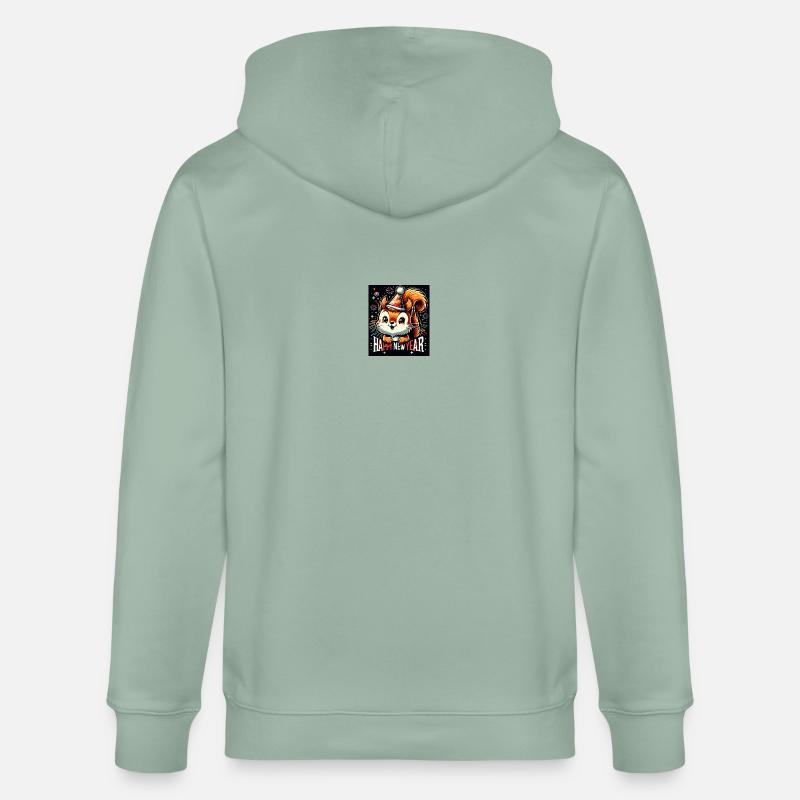 Neujahr Sylvester Eichhörnchen Jahreswechsel - Stanley/Stella Unisex Bio-Kapuzenjacke CULTIVATOR - Helles Graugrün