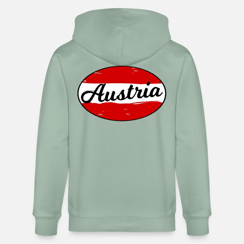 Austria Script Logo auf Rot - Stanley/Stella Unisex Bio-Kapuzenjacke CULTIVATOR  - Helles Graugrün