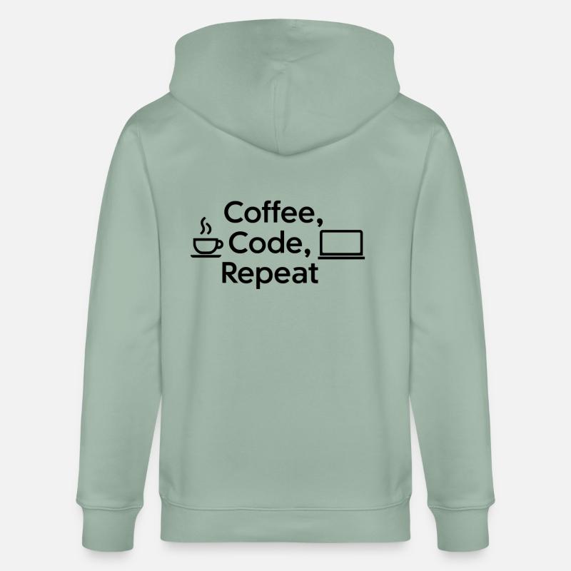 Kaffee & Code: Tägliche Routine - Stanley/Stella Unisex Bio-Kapuzenjacke CULTIVATOR  - Helles Graugrün