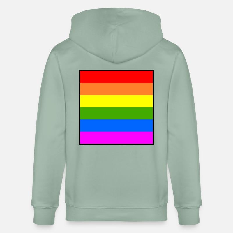 Drapeau arc-en-ciel Drapeau LGBT arc-en-ciel - Veste à capuche bio CULTIVATOR Stanley/Stella Unisexe - vert de gris clair