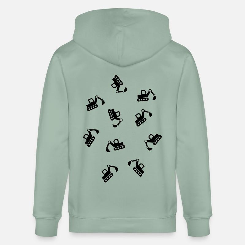 viele Bagger Baustelle Bauarbeiter Baggerfahrer - Stanley/Stella Unisex Bio-Kapuzenjacke CULTIVATOR  - Helles Graugrün