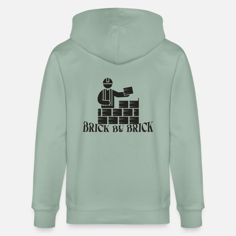 Brick by Brick - Meme Spruch - Stanley/Stella Unisex Bio-Kapuzenjacke CULTIVATOR  - Helles Graugrün