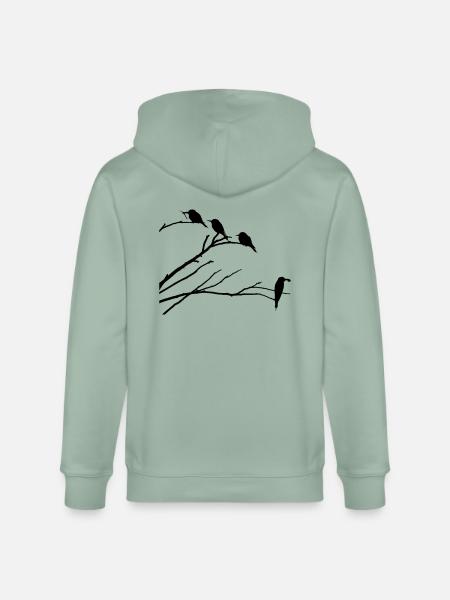 Birds on branch - Stanley/Stella CULTIVATOR  Unisex Organic Hooded Jacket - aloe