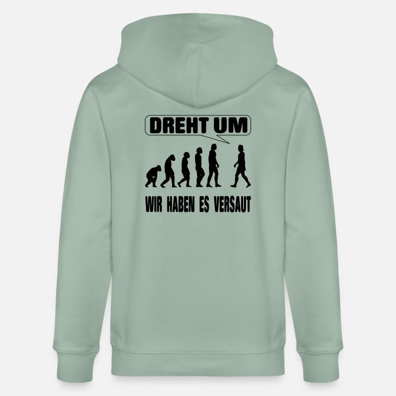 Evolution - Wir haben es versaut - Stanley/Stella Unisex Bio-Kapuzenjacke CULTIVATOR  - Helles Graugrün