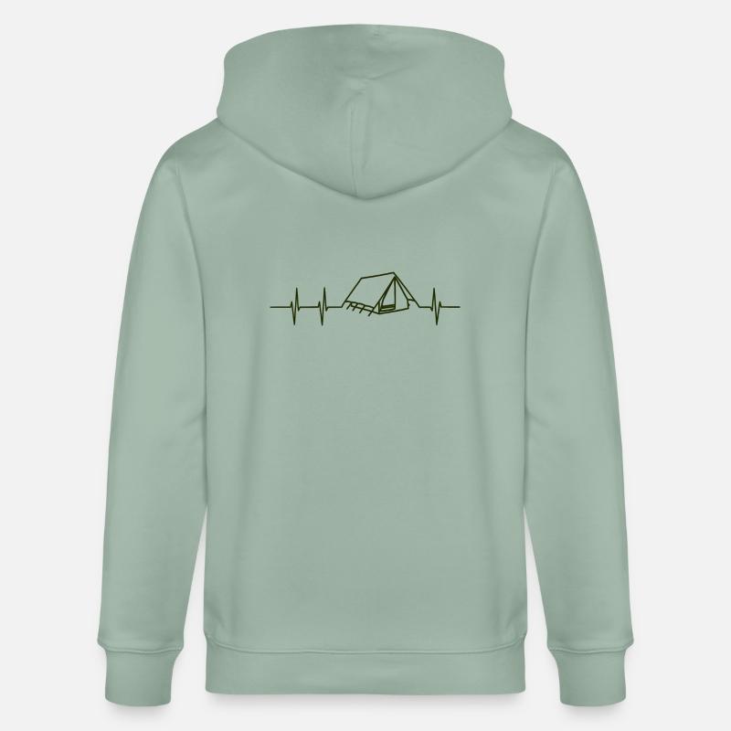 Herzfrequenz Camping - Stanley/Stella Unisex Bio-Kapuzenjacke CULTIVATOR  - Helles Graugrün