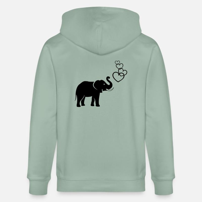 elefanten_love_02 - Stanley/Stella Unisex Bio-Kapuzenjacke CULTIVATOR  - Helles Graugrün