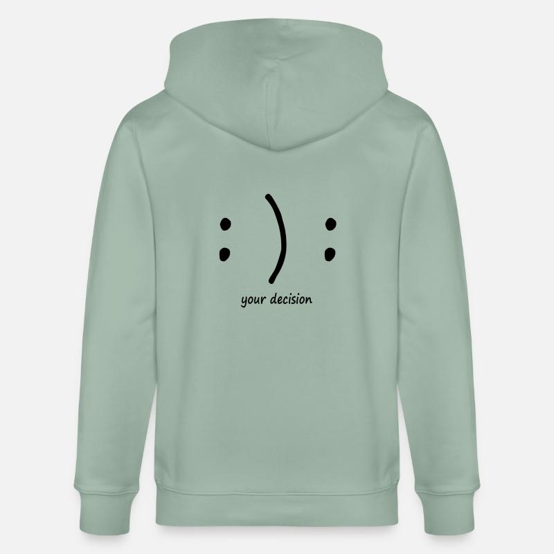 glücklich oder traurig? Emotionen Smiley - Stanley/Stella Unisex Bio-Kapuzenjacke CULTIVATOR  - Helles Graugrün