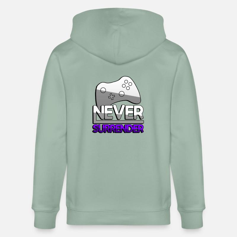 NEVER SURRENDER (Lila) + Controller - Gaming - Stanley/Stella Unisex Bio-Kapuzenjacke CULTIVATOR  - Helles Graugrün