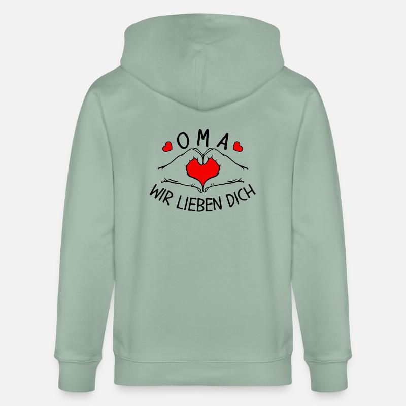 Oma wir lieben Dich - Stanley/Stella Unisex Bio-Kapuzenjacke CULTIVATOR  - Helles Graugrün