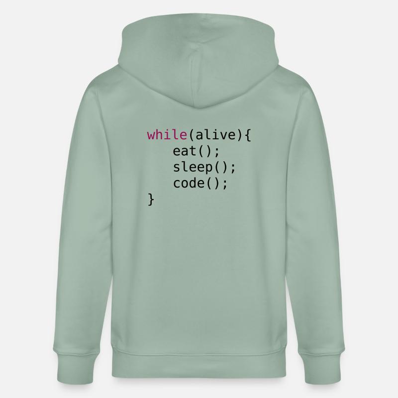 Lustiger Code Quellcode - Stanley/Stella Unisex Bio-Kapuzenjacke CULTIVATOR  - Helles Graugrün