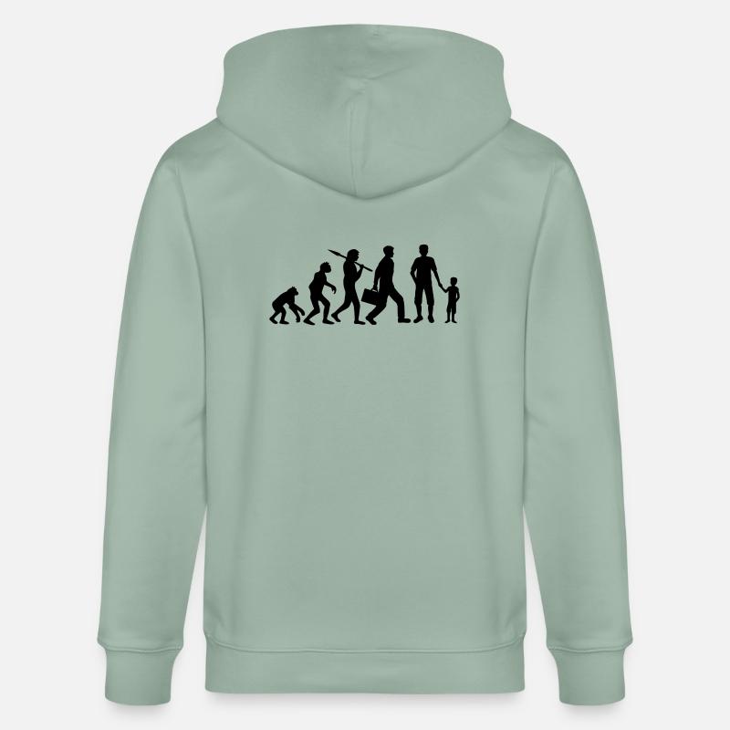 Sohn Papa Evolution Kind - Stanley/Stella Unisex Bio-Kapuzenjacke CULTIVATOR  - Helles Graugrün