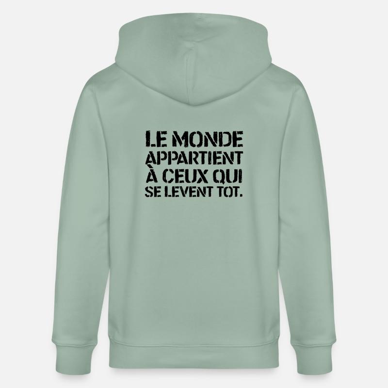 Citation - Le Monde - Veste à capuche bio CULTIVATOR Stanley/Stella Unisexe - vert de gris clair
